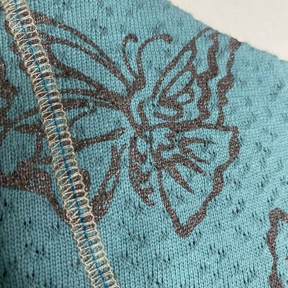 Lucky Charm Cotton Knit Butterfly Cardigan Lightweight Boho Top Y2k Medium - Picture 12 of 13